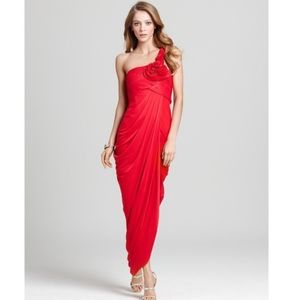 BCBGMAXAZRIA Elysa One Shoulder Red Gown